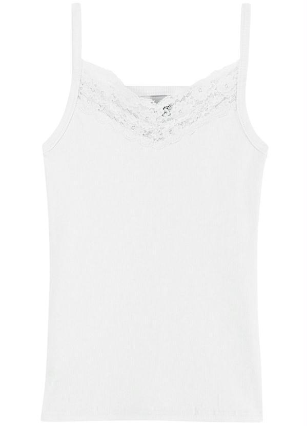 Malwee - Blusa Branca em Ribana com Renda Feminino