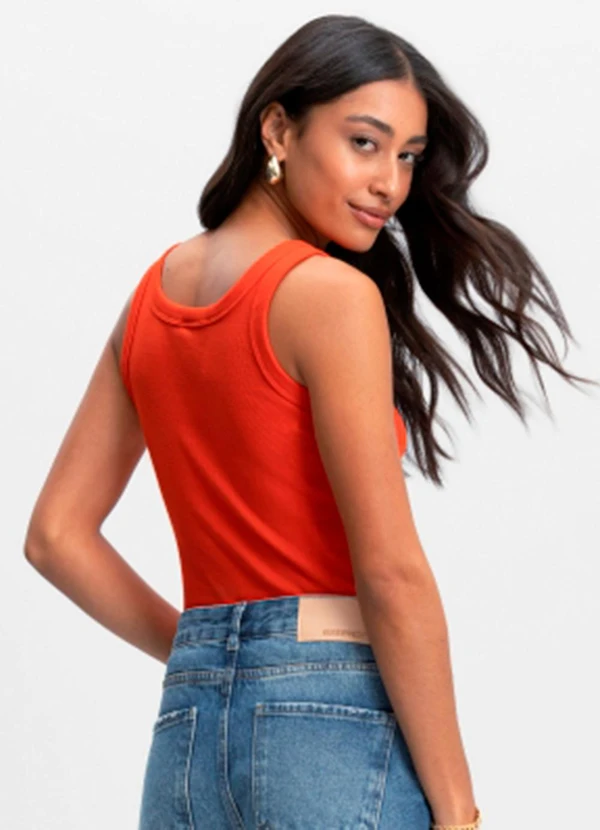 Essendi - Blusa Canelada Feminina Essencial Laranja 2