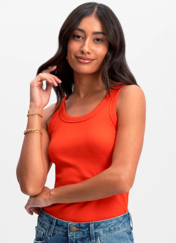 Essendi - Blusa Canelada Feminina Essencial Laranja 5