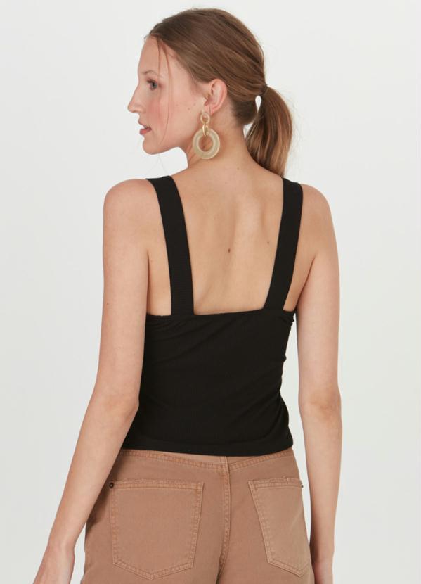 Malwee - Blusa Canelado de Viscose Alças Preto 4