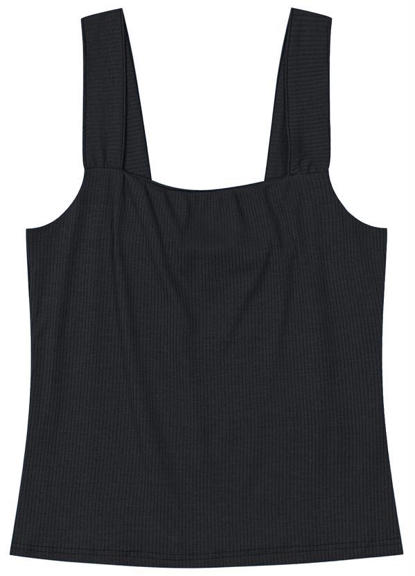 Malwee - Blusa Canelado de Viscose Alças Preto 6