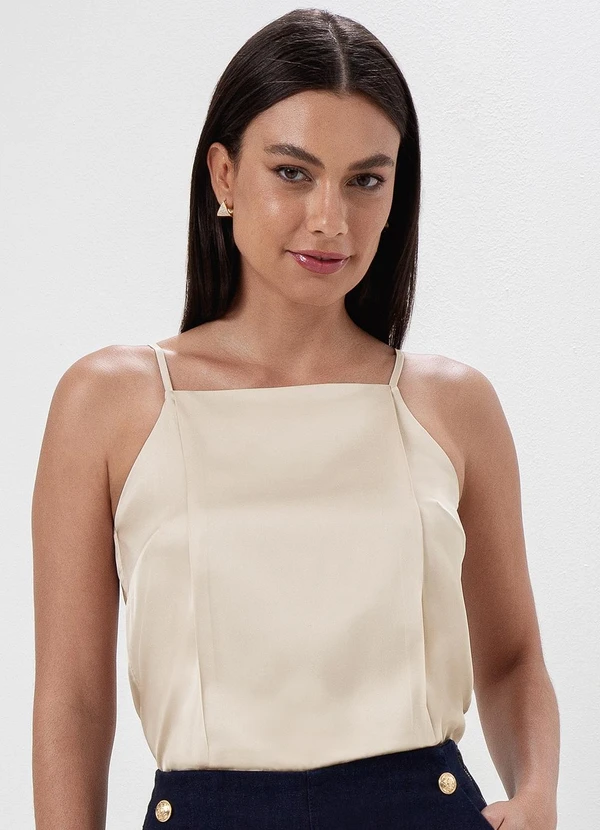 Principessa - Blusa de Cetim com Cava Americana Nude Samira