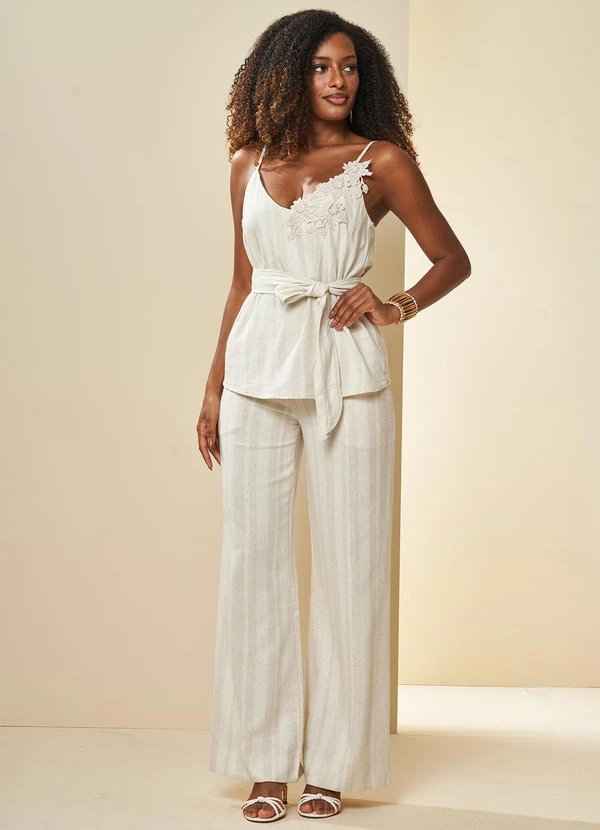 Doce Trama - Blusa Celebration em Linho com Cinto Branco 3