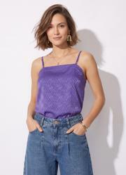 Blusa Chevron Roxo em Crepe Plano