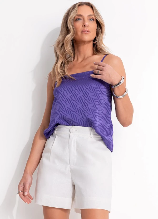 Quintess - Blusa Chevron Roxo em Crepe Plano 7