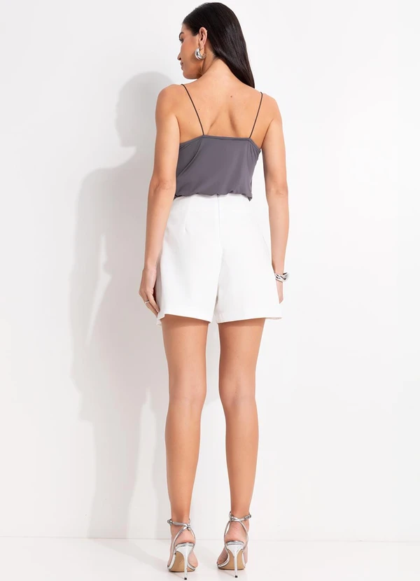 Quintess - Blusa Alça Malha Fria Cinza com Decote Degagê Fluida 4