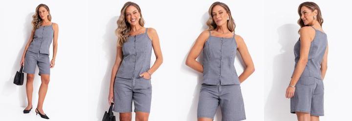 Blusa Cinza Claro em Sarja