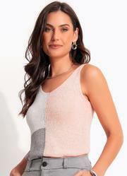 Blusa Color Block Rosa em Tricot