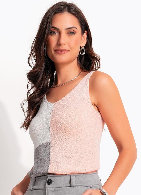 Blusa Color Block Rosa em Tricot