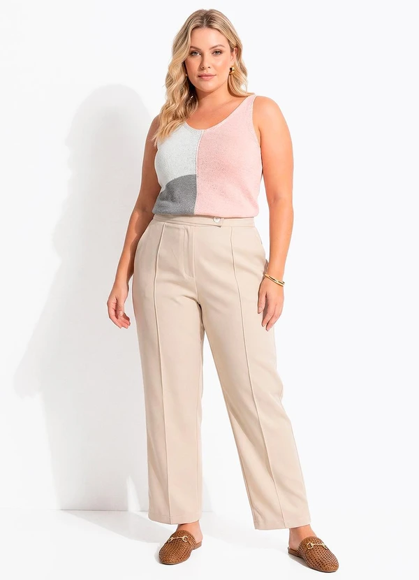 Quintess - Blusa Color Block Rosa em Tricot