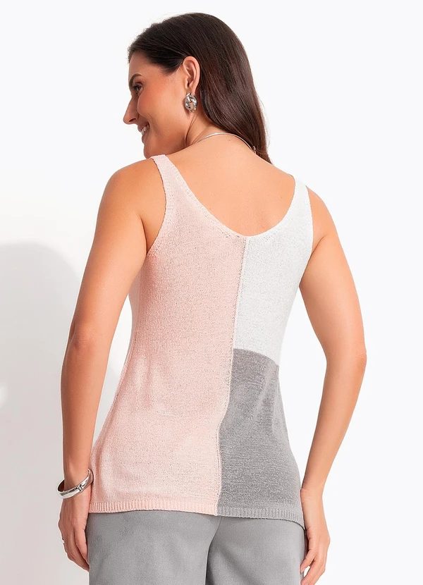 Quintess - Blusa Color Block Rosa em Tricot 2