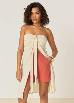 Elegance - Blusa com Alça para Amarração Bege Quaker - ELEGANCE