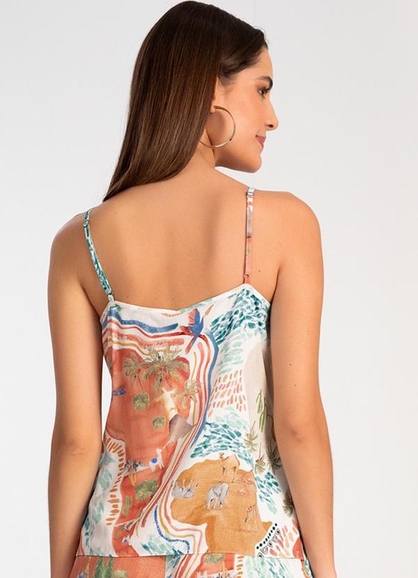 Lunender - Blusa com Alças em Viscose Estampada Azul 2