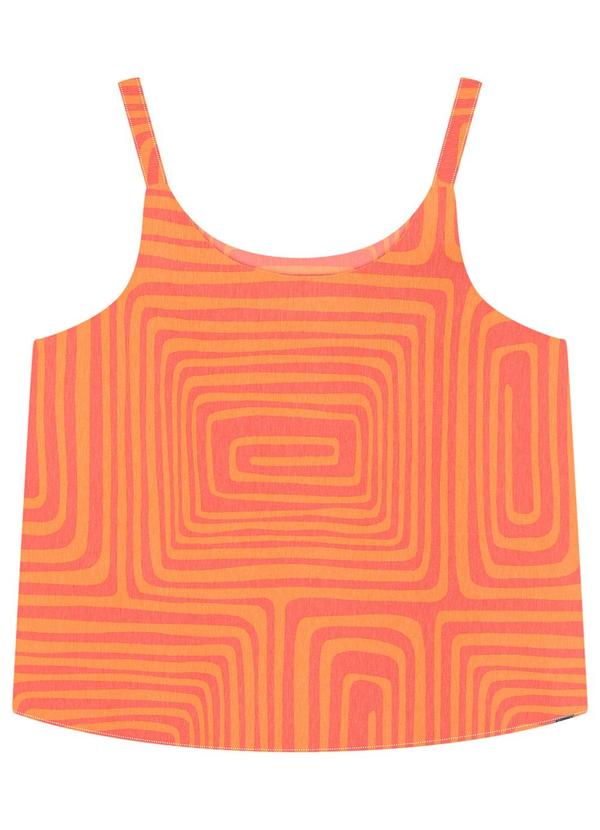 Lunender - Blusa com Alças em Viscose Estampada Laranja