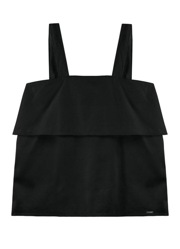 Rezzato - Blusa com Babado e Alças Adulto Feminino Preto