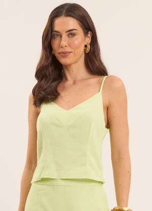 Doce Trama - Blusa Cropped Brisamar de Alça Fina Verde - DOCE TRAMA