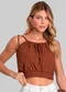 Dianna - Blusa Cropped Feminina de Alça em Viscose Preto - variação: Marrom