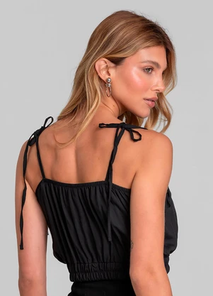 Dianna - Blusa Cropped Feminina de Alça em Viscose Preto - DIANNA