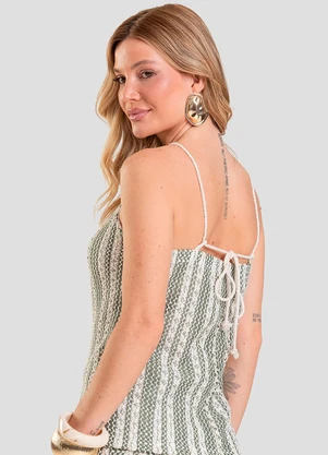 Dianna - Blusa Cropped Feminino com Torçal Cru Verde - DIANNA