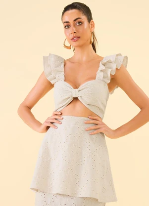 Angel - Blusa Cropped Laise Bege - ANGEL