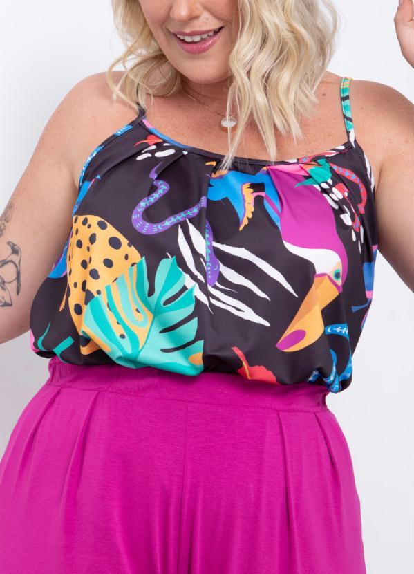 Quintess - Blusa de Alça Animais Preto 7