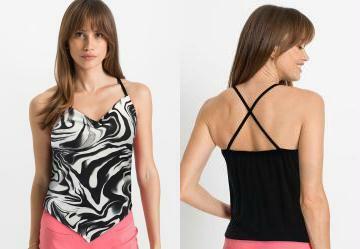 Blusa de Ala Assimtrica Preto e Branco