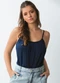 Quintess - Blusa de Alça Areia - variação: Azul Marinho
