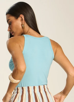 Doce Trama - Blusa de Alça Básica com Decote Nadador Azul - DOCE TRAMA
