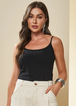 Doce Trama - Blusa de Alça Boho com Regulagem Preto - DOCE TRAMA
