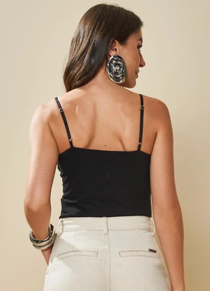 Doce Trama - Blusa de Alça Boho com Regulagem Preto - DOCE TRAMA