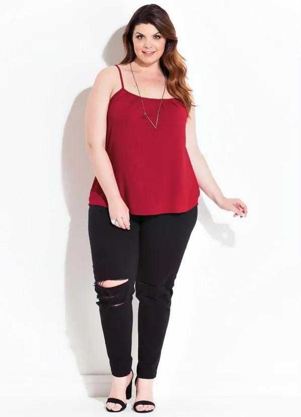 Quintess - Blusa de Alça Bordô 8