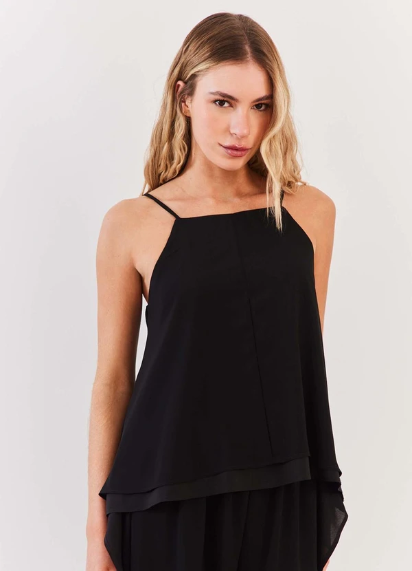 Sofie - Blusa de Alça Chiffon Transpassada Fluid Lines - S