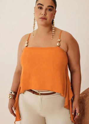 Elegance - Blusa de Alça com Abertura nas Costas Laranja - ELEGANCE