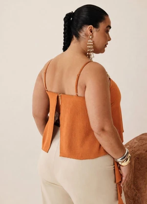 Elegance - Blusa de Alça com Abertura nas Costas Laranja - ELEGANCE