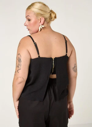 Elegance - Blusa de Alça com Abertura nas Costas Preto - ELEGANCE