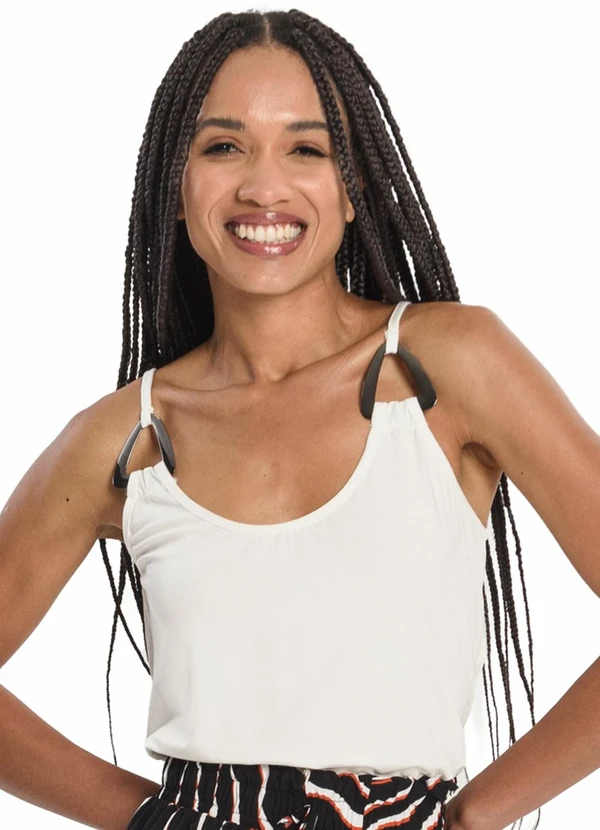 Rovitex - Blusa de Alça com Aviamento Bege 1