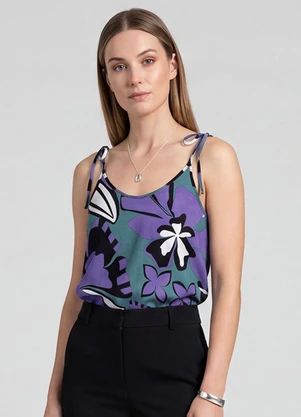 Infinita Cor - Blusa de Alça de Laço Cinza - INFINITA COR