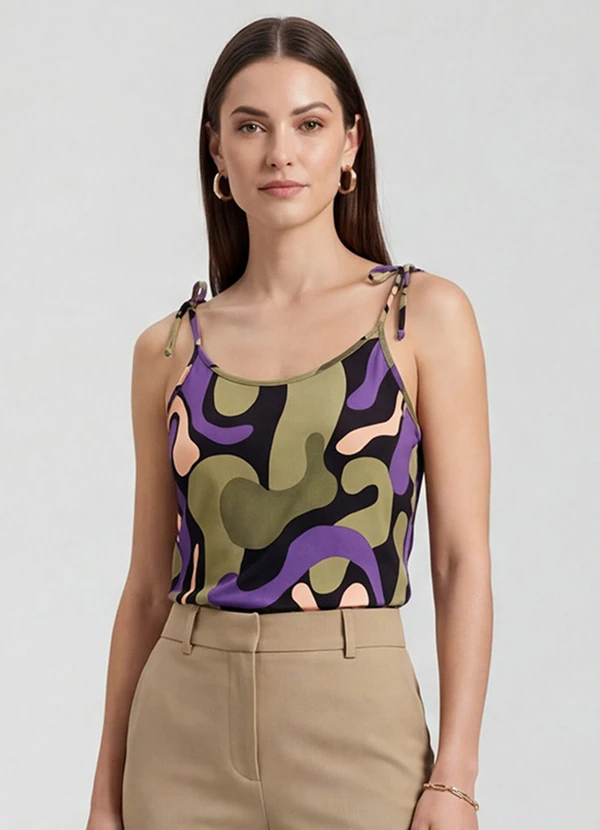 Infinita Cor - Blusa de Alça de Laço Preto