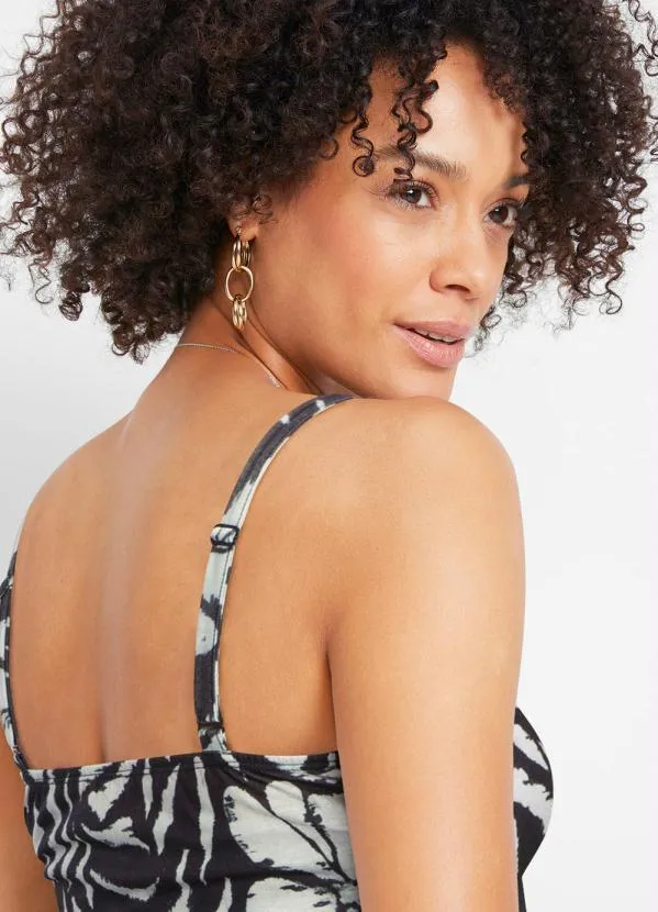 Queima Estoque - Blusa de Alça Decote V Preto e Cinza 3