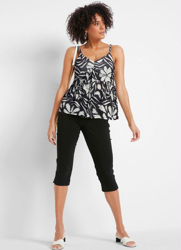 Outlet - Blusa de Alça Decote V Preto e Cinza 4