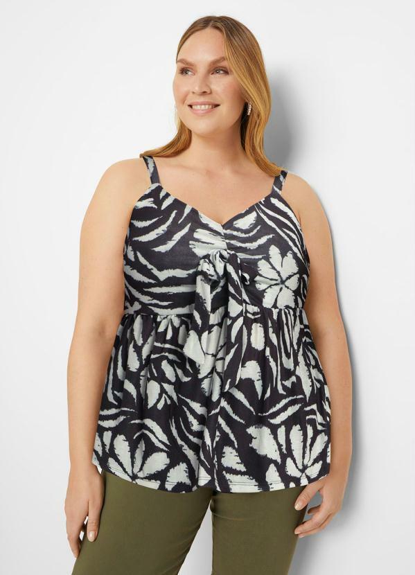 Outlet - Blusa de Alça Decote V Preto e Cinza 5