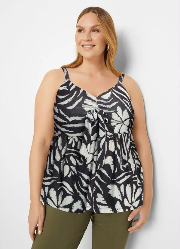 Queima Estoque - Blusa de Alça Decote V Preto e Cinza 5