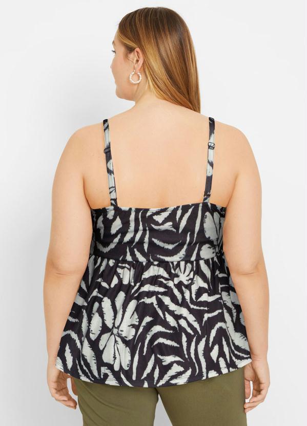 Outlet - Blusa de Alça Decote V Preto e Cinza 6