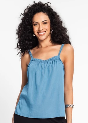 Rovitex - Blusa de Alça Dupla em Liocel Azul - ROVITEX