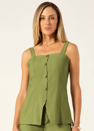 Principessa - Blusa de Alça em Alfaiataria Verde Laurine - PRINCIPESSA