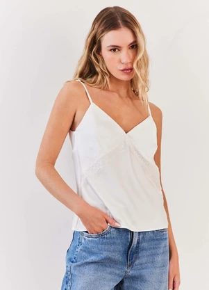 Blusa de Alça em Cetim e Renda Soft Glam- Sofie (B - SOFIE