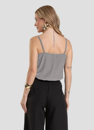Dianna - Blusa de Alça em Tecido Acetinado Cinza - DIANNA