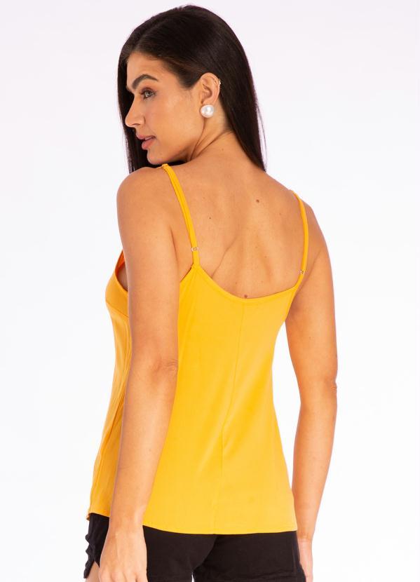 Doce Trama - Blusa de Alça em Tecido Plano Amarelo 2