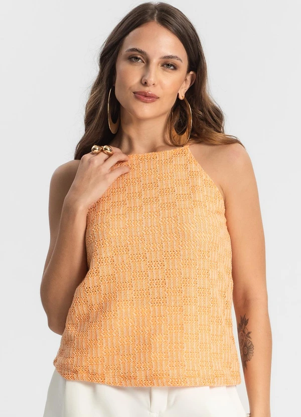 Endless - Blusa de Alça em Tricot Laranja