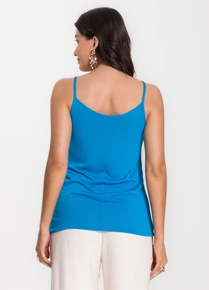 Infinita Cor - Blusa de Alça em Visco Tricot Azul - INFINITA COR